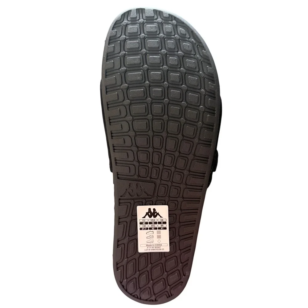 Kappa Authentic Luria 1 Mens Black White Logo Buckle Slide Sandals Sz 10 NEW